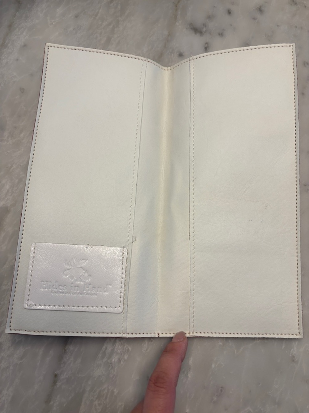Red and White Leather Long Wallet - Maple Leaf Accent - Picture 2 of 2